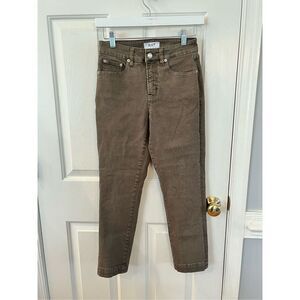 Oat Olive Green High-Rise Straight Crop Jeans sz 25 EUC